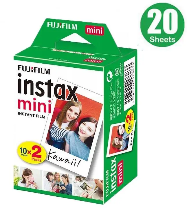 10-100 листов Fujifilm Instax mini 8 пленок белый край 3 дюйма для камеры моментальной печати 7 9 25 50s 70 90 SP-1 SP-2 фотобумага - Цвет: 20 sheets