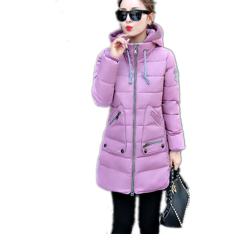 

2019New Hot Big Size 7XL Winter Women Jacket Parkas Hooded Slim Stand-Collar Medium Long Winter Nine Colors Plus Size Coat CQ201