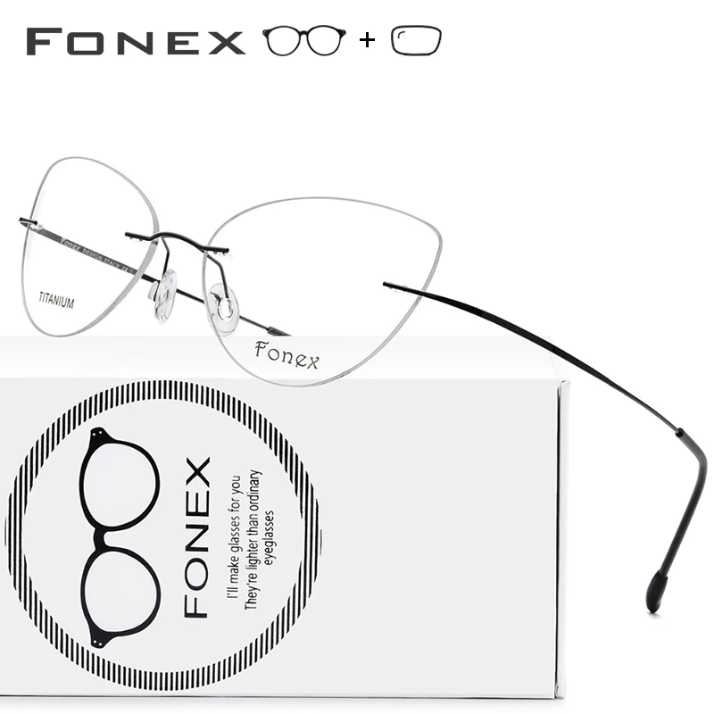 

Rimless Titanium Alloy Prescription Glasses Ultralight Cateye Eyeglasses Women Myopia Optical Frame Ladies Screwless Eyewear