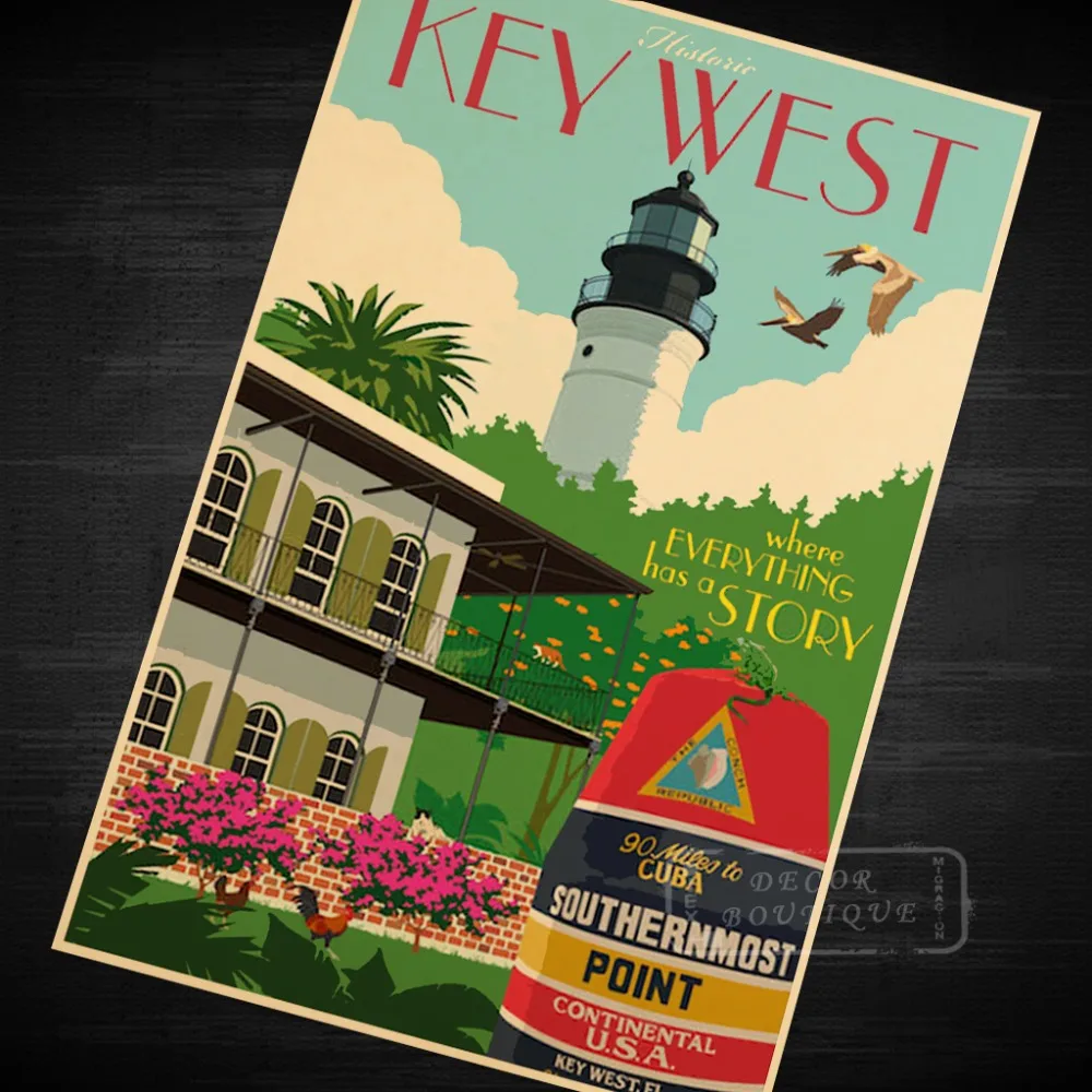 Key West Florida US Trave Art Классическая винтажная ретро декоративная рамка постер DIY