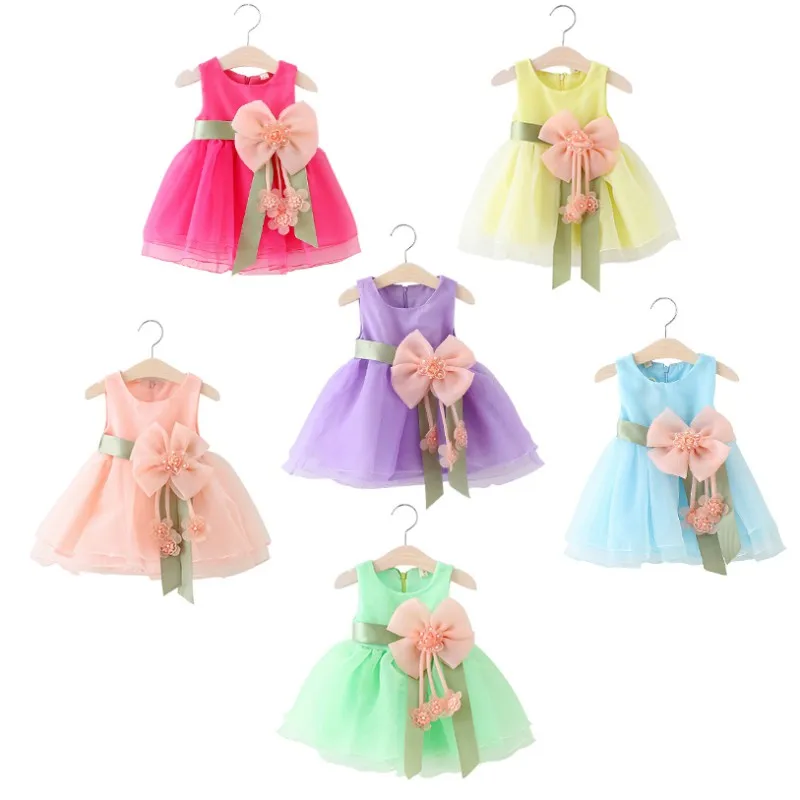 

Summer New Fashion Girls Big Bow Cute Dress Baby Dance Dress Children Princess Dress 1-5T Comfortable