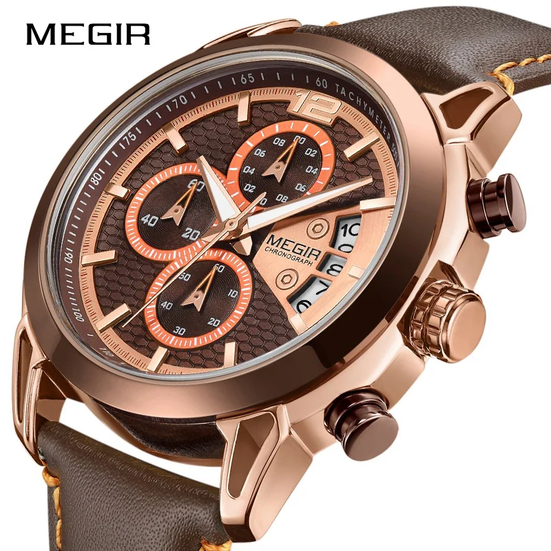 

2018 NEW Quartz Man Watch Genuine Leather Strap Wristwatch Awesome Analog Gifts Calendar Wrist Watch
