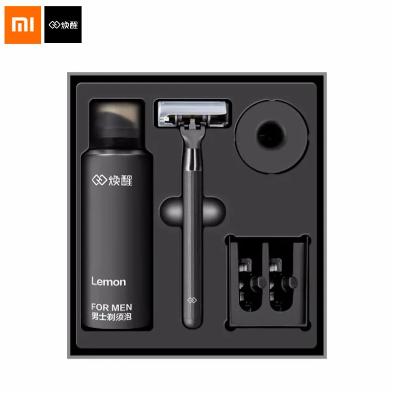 

Original Xiaomi Huanxing 5-Layer Blade Manual Razor Magnetic 3 Cutter Head Set Men Kit German Shaving Head Lemon Shaving Bubbles