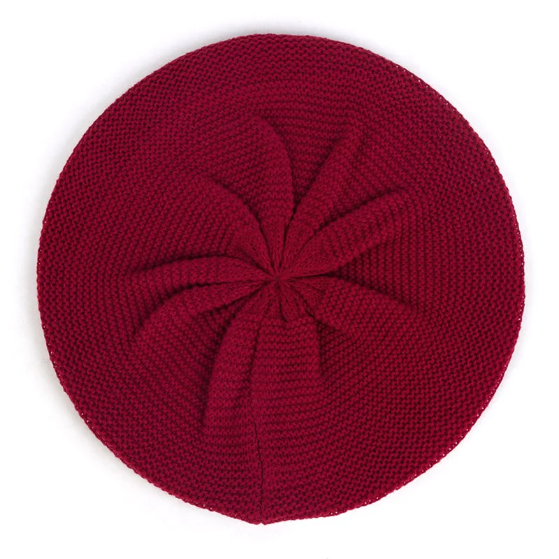 Geebro Women's Casual Plain Color Knit Beret Hat Spring Autumn Thin Acrylic Berets for Women Ladies Artist Beanie Beret Hats