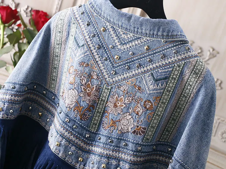 XITAO Tide/джинсовая куртка с кисточками в стиле пэчворк; Enbroidery; женская одежда с заклепками; 2019; пальто; модная верхняя одежда с отложным