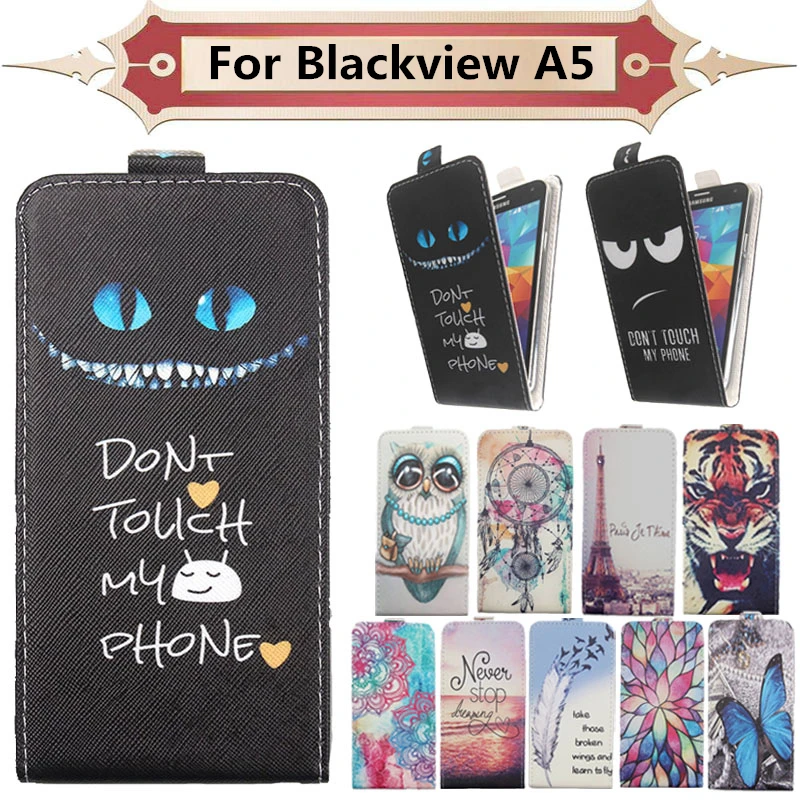 

Top Selling 11 Colors Cartoon Pattern Up and Down Flip PU Leather Case For Blackview A5
