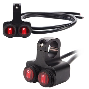 

Motorcycle Aluminum Alloy Faucet Handlebar Double Use Switch Button Spotlight Waterproof Switch Indicator Light for Motorcycle
