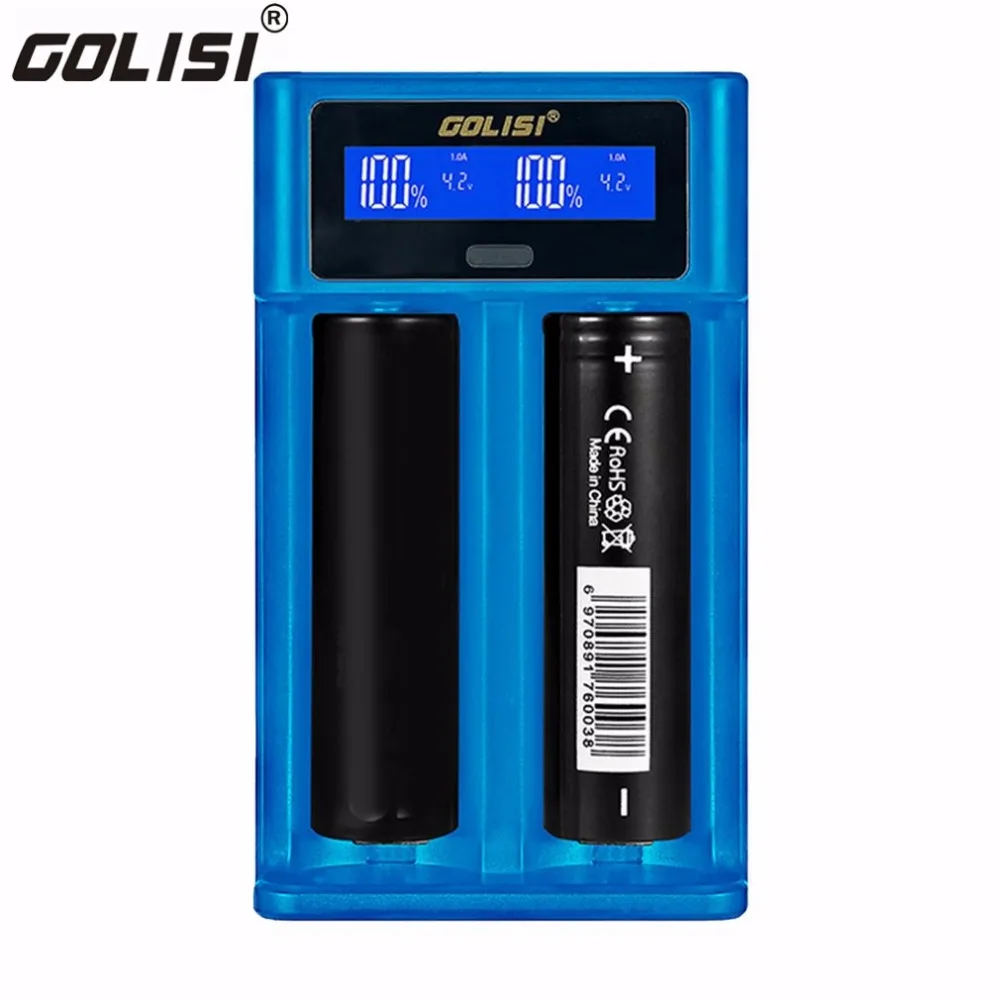 

Golisi 2 Slots Rechargeable Battery Charger Fast Charging 2.0A Smart Charger with LCD Display for 18650 21700 Battery