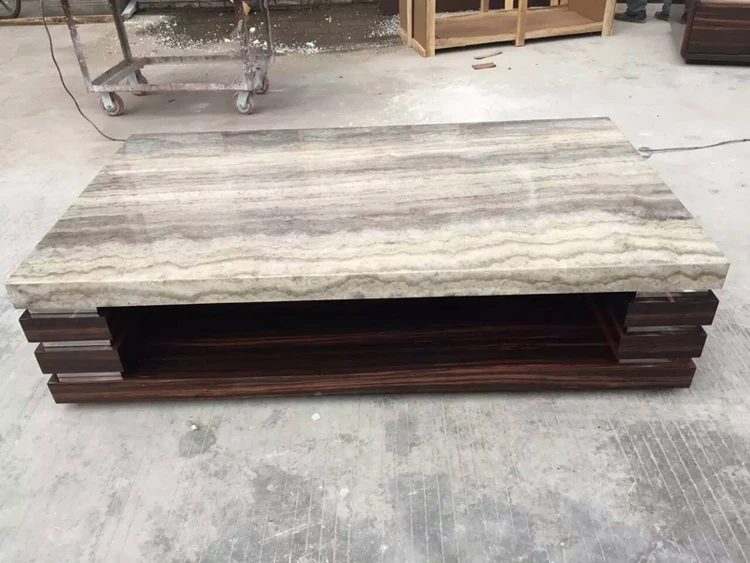 Modern Living Room Sofa Corner Side Table Square Wooden Side Table With Marble Top