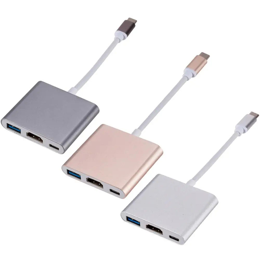 Кабель 3 в 1 Type C HDMI конвертер Usb Thunderbolt USB переходник на 4K адаптер 1080P для Samsung Huawei
