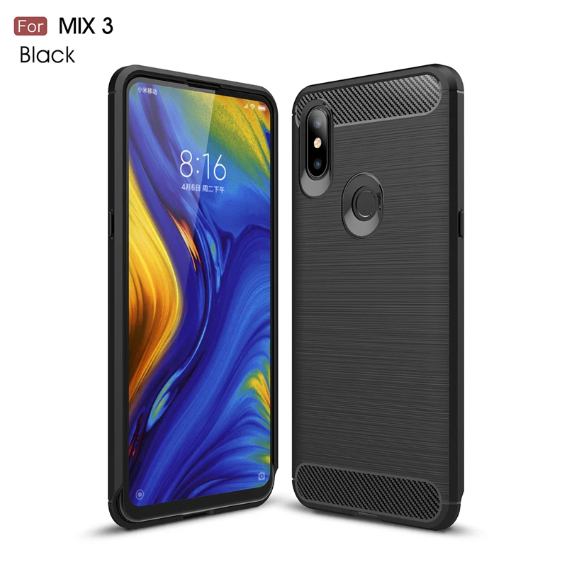 Xiaomi mi x 3 Чехол Жесткий Бампер чехол из углеродного волокна для Xiaomi mi x 3 Чехол Мягкий Силиконовый ТПУ чехол для mi x 3/mi x3 6,39" - Цвет: Black