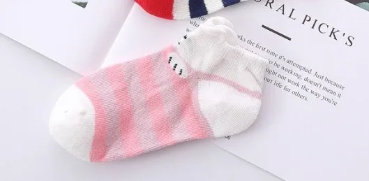5 пар, Детские хлопковые носки для школьников Нескользящие Детские носки-тапочки носки с рисунками дышащие носки для маленьких мальчиков и девочек - Цвет: Pink