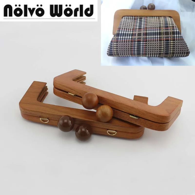 

15pcs Bulk Order 19.5X8cm 2 Types Beads Mixed Female Purse Bag Wooden frame,Natural Wood Purse Screws Frame