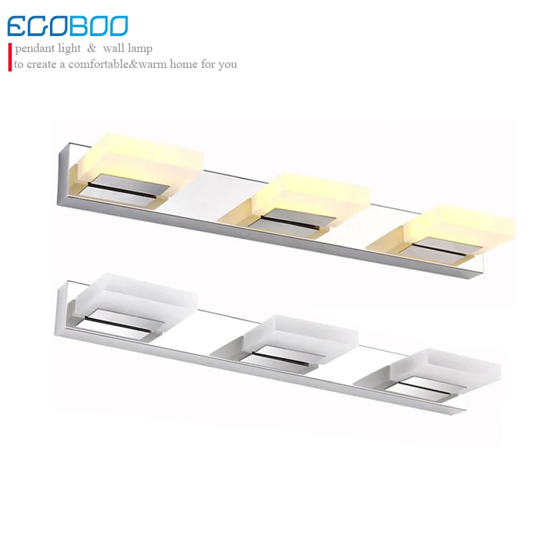

Hot Sell ECOBRT 9W LED bathroom mirror lighting,Cool white/ warm white,stainless steel modern Acrylic mirror lights 3-lights