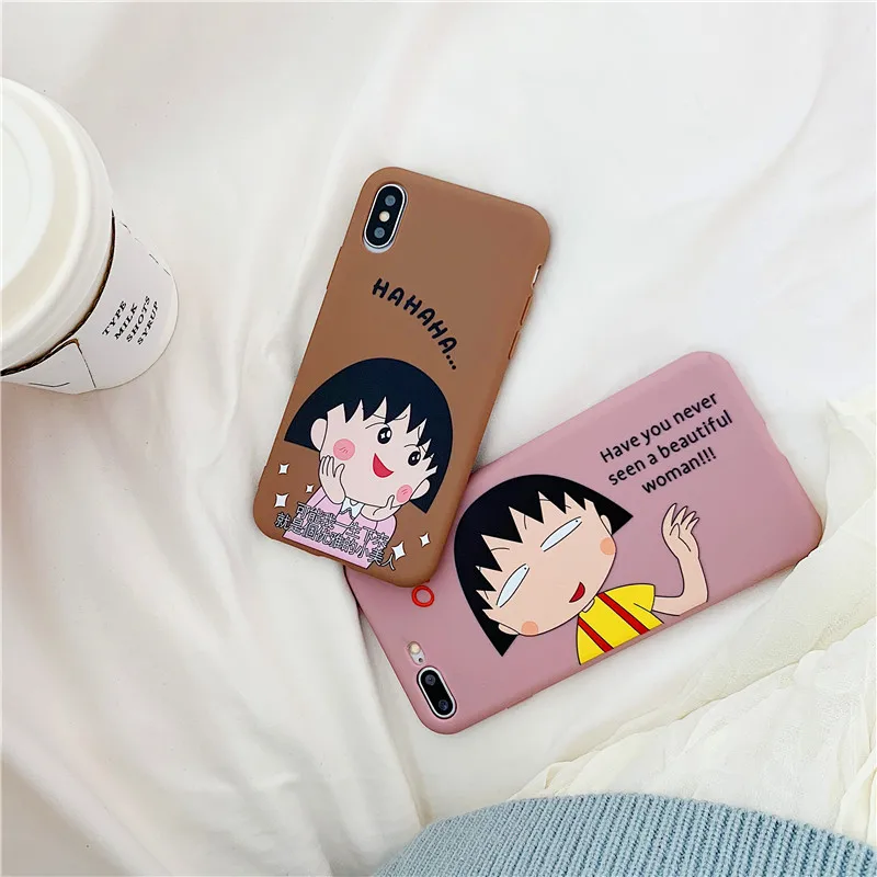 

For iPhone XS MAX XR 6 6S 7 8 Plus Case Silicone Cartoon Chibi Maruko Soft TPU English have you never seen a beautiful woman