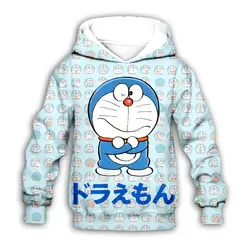 Kawaii Doraemon толстовки с капюшоном из комбинированной ткани нобита ноби 3d принт дети мультфильм Аниме Толстовка мальчик девочка дети