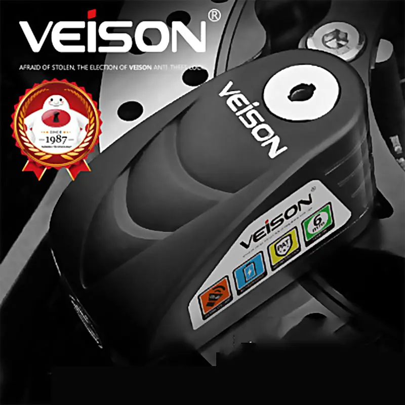 

VEISON Anti-Theft Motorcycle Disc Brake Lock Alarm Padlock Brake Disc Lock Bicycle Warning Safety Scooter Lock 120dB Waterproof