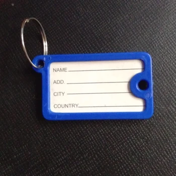 

100pcs/lot New Arrival Rectangular Key Card Crystal Plastic Key ID Label Tags Card Split Ring Keyring Keychain