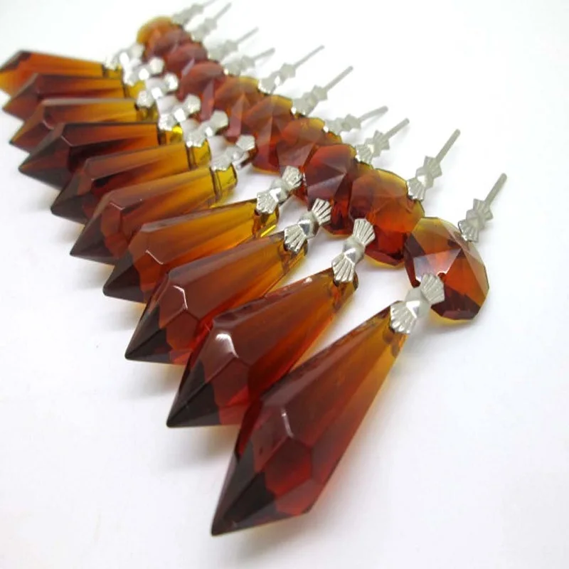 20 Drak Brown Glass Crystals for Crystal Chandelier Icicle Prisms 38mm