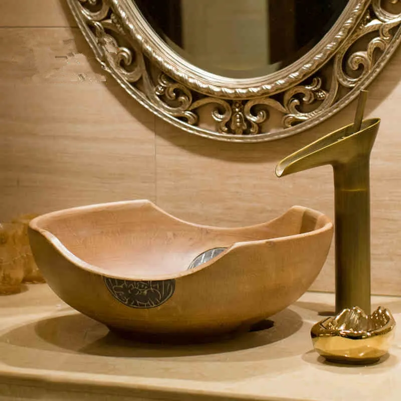 

China Artistic Handmade Art wash basin Ceramic Counter Top Wash Basin Bathroom Sinks counter top wash basin hand washing bowl