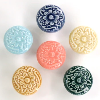 

1x Furniture Hardware Kitchen Pull Handles Round Knobs Ceramic Drawer Knob Cabinet Pulls Closet Cupboard door Handle