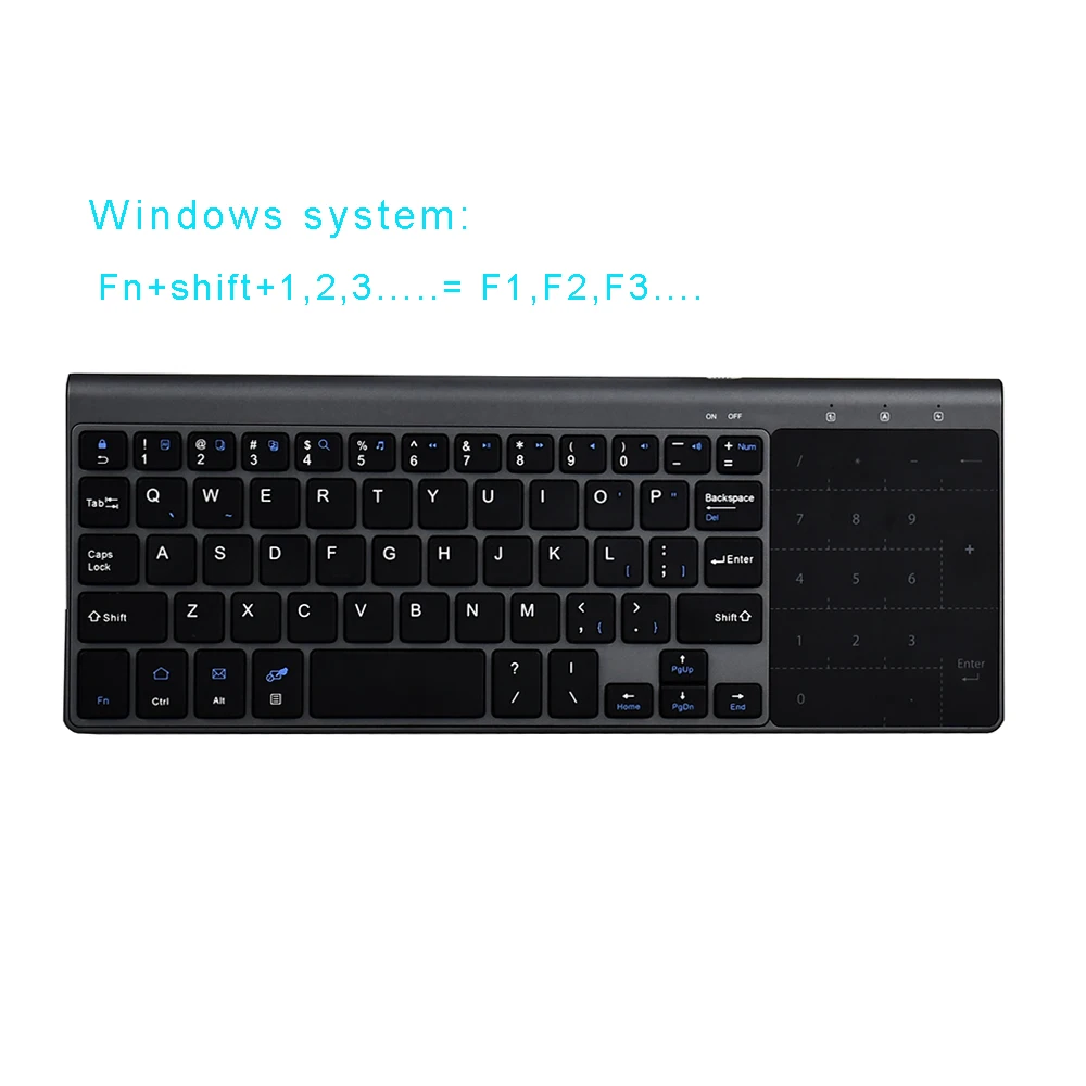 Беспроводная мини-клавиатура 2,4G с тачпадом и нумпадом для Windows PC, ноутбука, pad, Smart tv, Android Box USB портативная клавиатура
