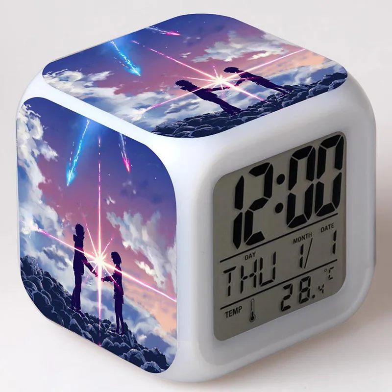 

Japan Manga Your Name Figma LED Alarm Clock Colorful Flash Night Light Your Name Anime action & toy figures
