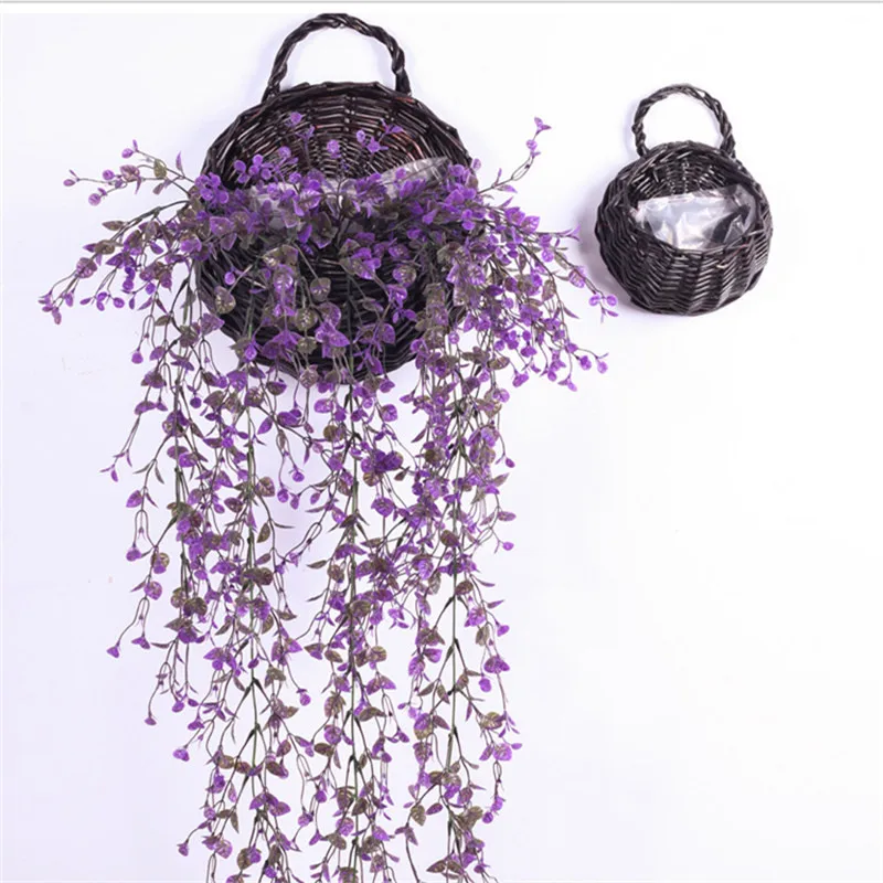 

20*23cm Handmade Basket Artificial Flower Baskets Pot Wall Storage Container Wicker Hanging Organizer Rattan Picnic Basket