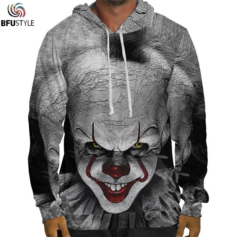 MaRlauy Shop Men Hoodie Pennywise 3D Joker Print Pullovers Sweatshirt MaRlauy Shop Men Hoodie Pennywise 3D Joker Print Pullovers Sweatshirt
