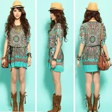 Fashion Tropical Femininas Women Dress Casual Quality Chiffon Summer Style Brand Vestidos De Festa Print Summer Dresses