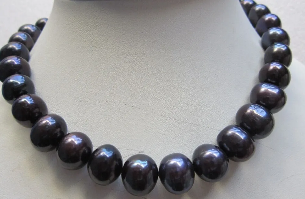 

NEW HOT HUGE 18" 10-11MM TAHITIAN BLACK PEARL NECKLACE 14 GOLD CLASP
