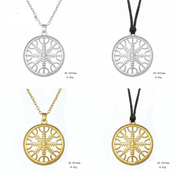 

10PCS Pagan Amulet Statement Necklace Helmet Vickling Compass Talisman Scandinavian Necklace For Men Gift