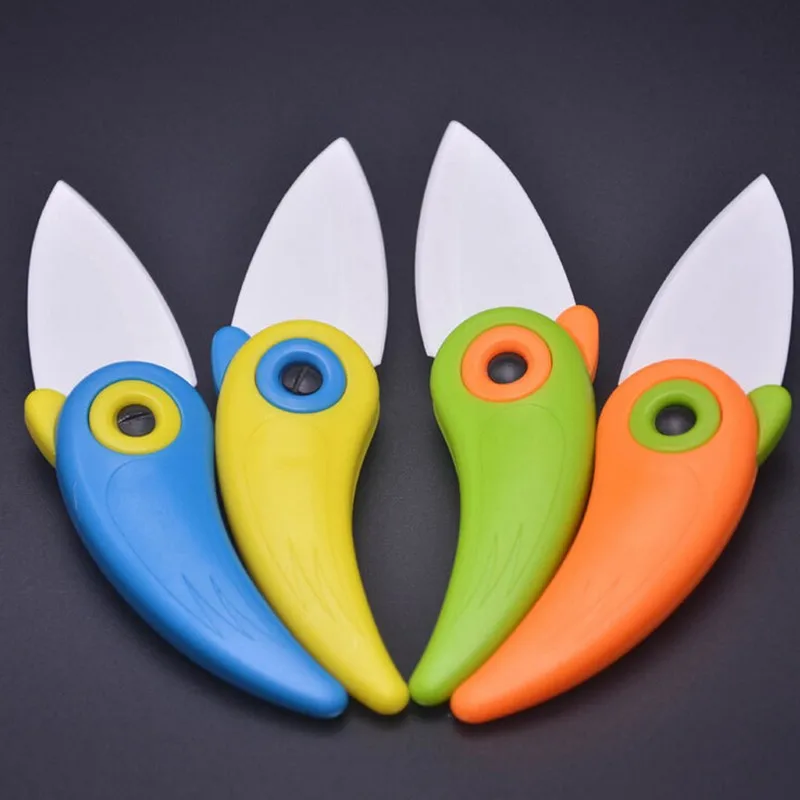 50 шт./лот нож для фруктов Мини Птица керамический нож карманные складные ножи кухонный нож для очистки фруктов с красочной ручкой ABS