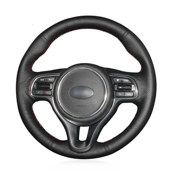 

DIY Black PU Micro Fiber Leather Car Steering Wheel Cover for Kia K5 Optima 2016-2018 Sportage KX5 2016-2019 Niro 2017-2019