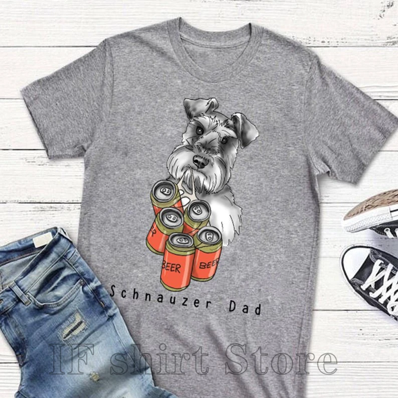

Schnauzer Dad Men T-Shirt men funny print women tops tee Casual O-neck tshirts