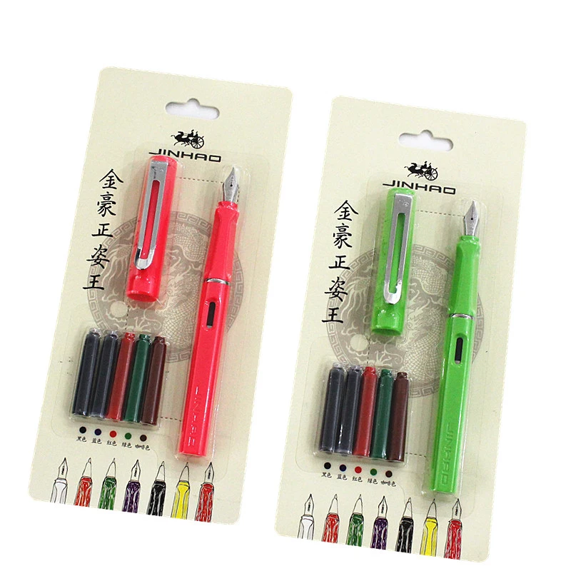 Jinhao599A чернильная авторучка ярких цветов с чернильным картриджем подарочный набор для студентов каллиграфия пластиковые ручки для письма