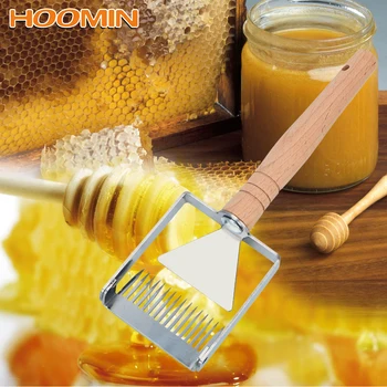 

HOOMIN Wooden Handle Bee Farm Equipment Honey Scraper Shovel Honeycomb Apiculture Uncapping Fork Iron Beekeeping Tools