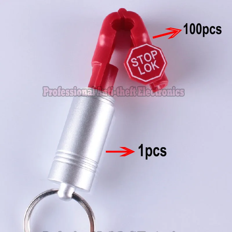 100pcs red 6mm EAS display hanging hook stop lock anti theft hook