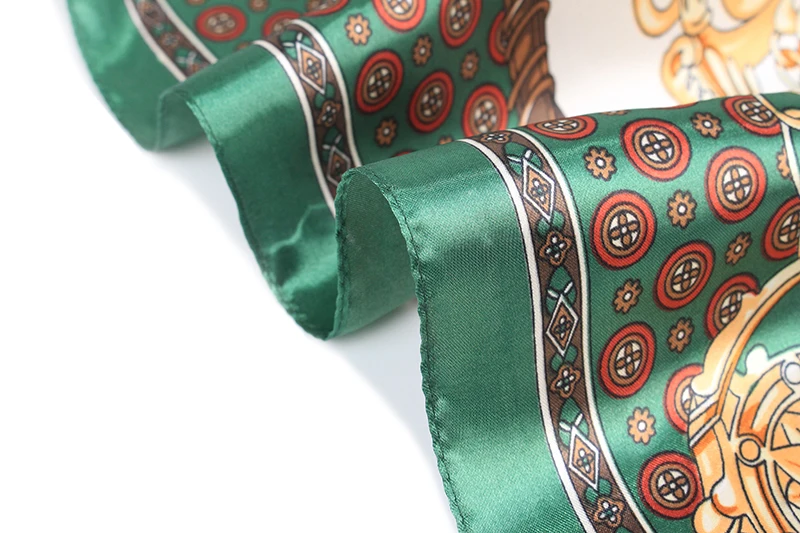 O CHUANG женский шарф шелковый атлас шаль модный принт зеленый платок шарфы большой размер 90*90 см квадратный платок шарфы