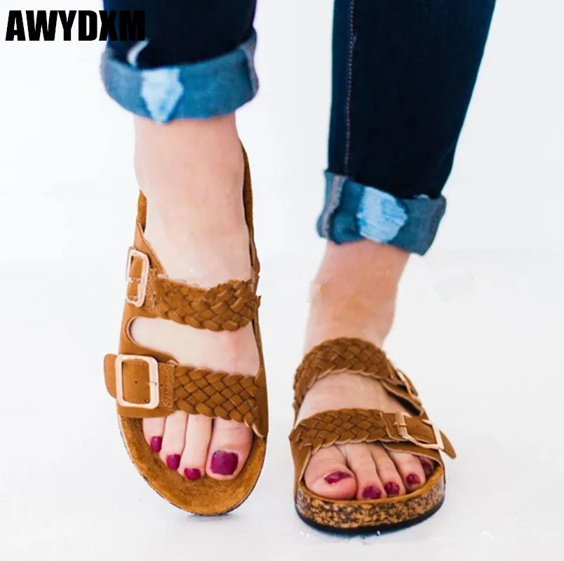 

Women slippers summer open toe platform Twist slipper ladies belt buckle slip on Slide Female flat casual shoes woman shoes S226