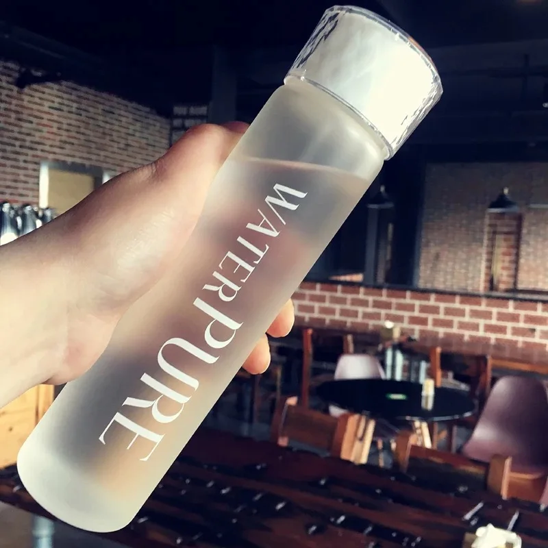Glass Water Bottle Portable Dull Polish Drink Bottle Creative Healthy Water Container