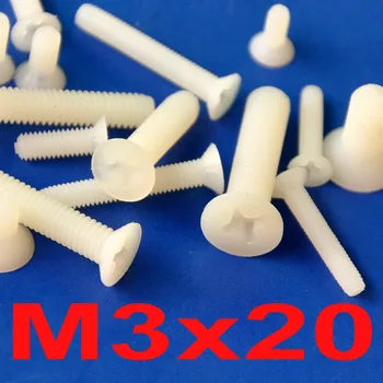 

( 100 pcs/lot ) Metric M3 x 20mm Nylon Phillips Flat Head Countersunk CSK Screw.