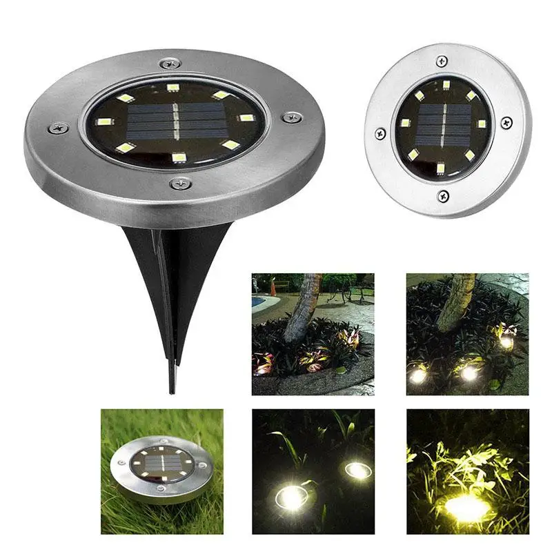 

Outdoor 8 LED Solar Lamp Automatically Open at Night Waterproof Ground Light for Garden Lawn Path
