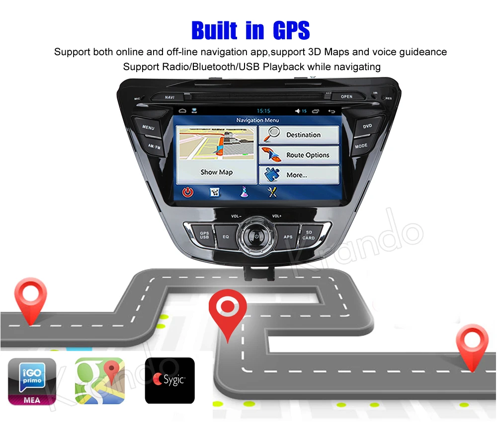 Discount Krando 7" Android 9.0 car audio radio for Hyundai Elantra 2014+ gps dvd player navigation multimedia system WIFI 3G DAB+ 2