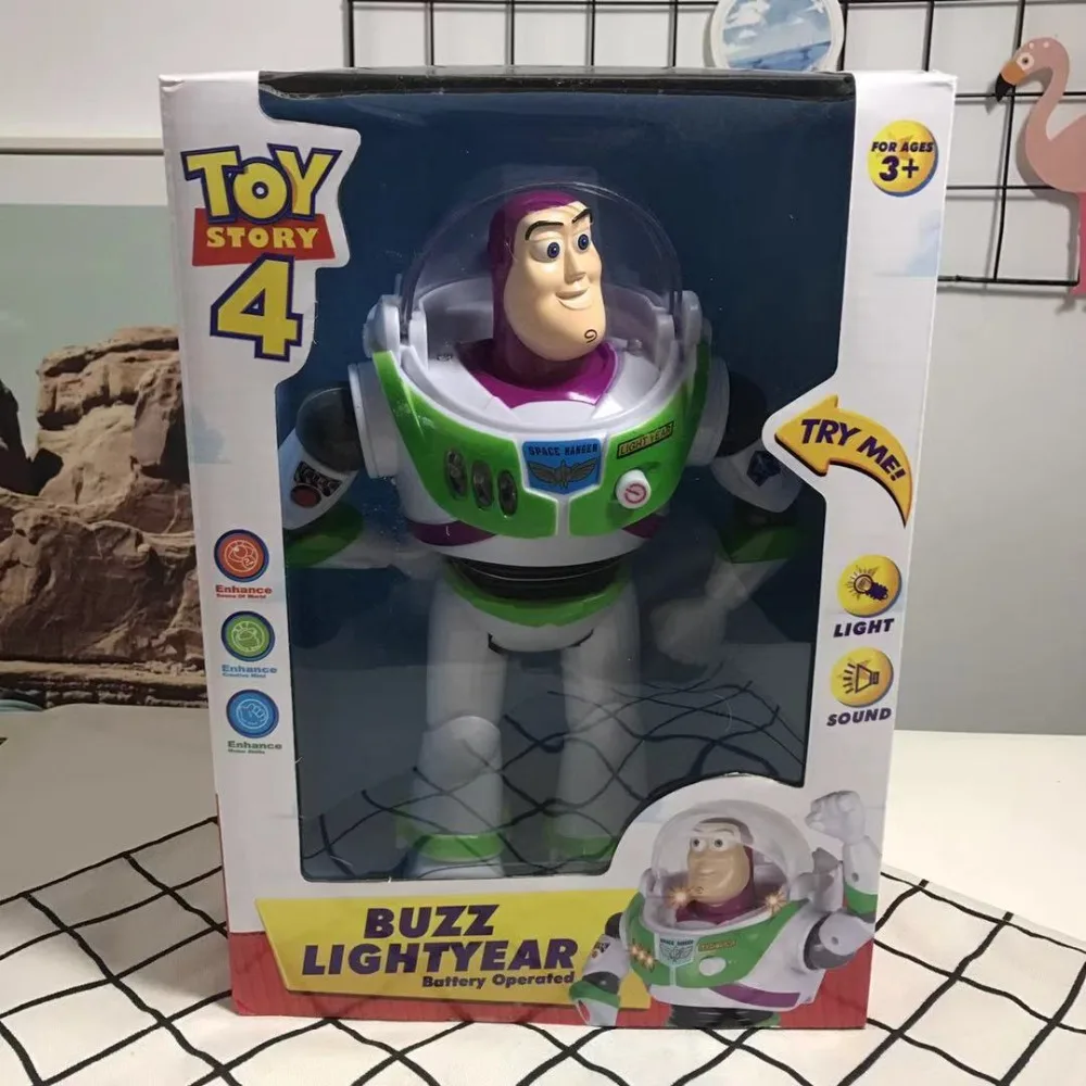 

Hot Toy Story 4 Buzz Lightyear Lights Walking Make Voice Anime Action Figures Toy Story 4 3 Buzz Movable Children Birthday Gifts