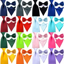 Для мужчин однотонный галстук-бабочка (8 см) Широкий Атлас шейный галстук карман квадратный носовой платок комплект SETBW0005