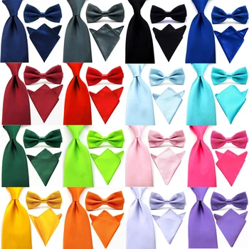 

Men Solid Color Bowtie 8CM Wide Satin Neck Tie Pocket Square Handkerchief Set SETBW0005