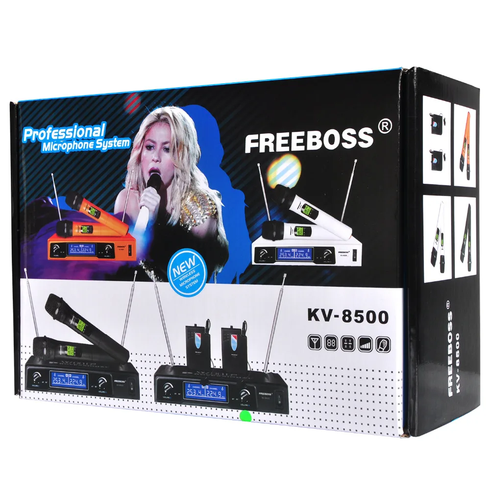 Freeboss KV 8500 VHF Ручной беспроводной микрофон двухканальный ручной караоке вечерние