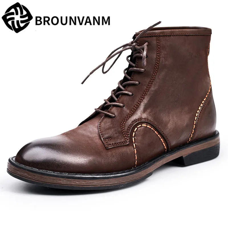 

men's boots leather high boots for England scrub journeyman boots in retro men shoes Chelsea new autumn winter British retro