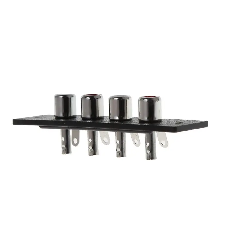 

4 Way RCA Terminal Wall Panel Plate Input Phono Chassis Female Socket Audio Connector